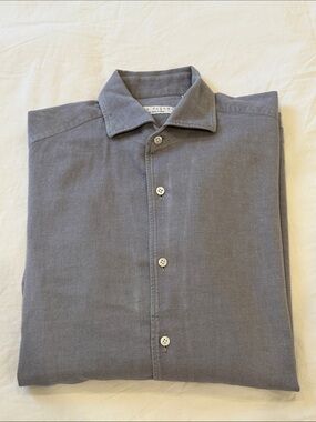 Men's Grey Luca Faloni Button-Up Shirt 15.75 Collar